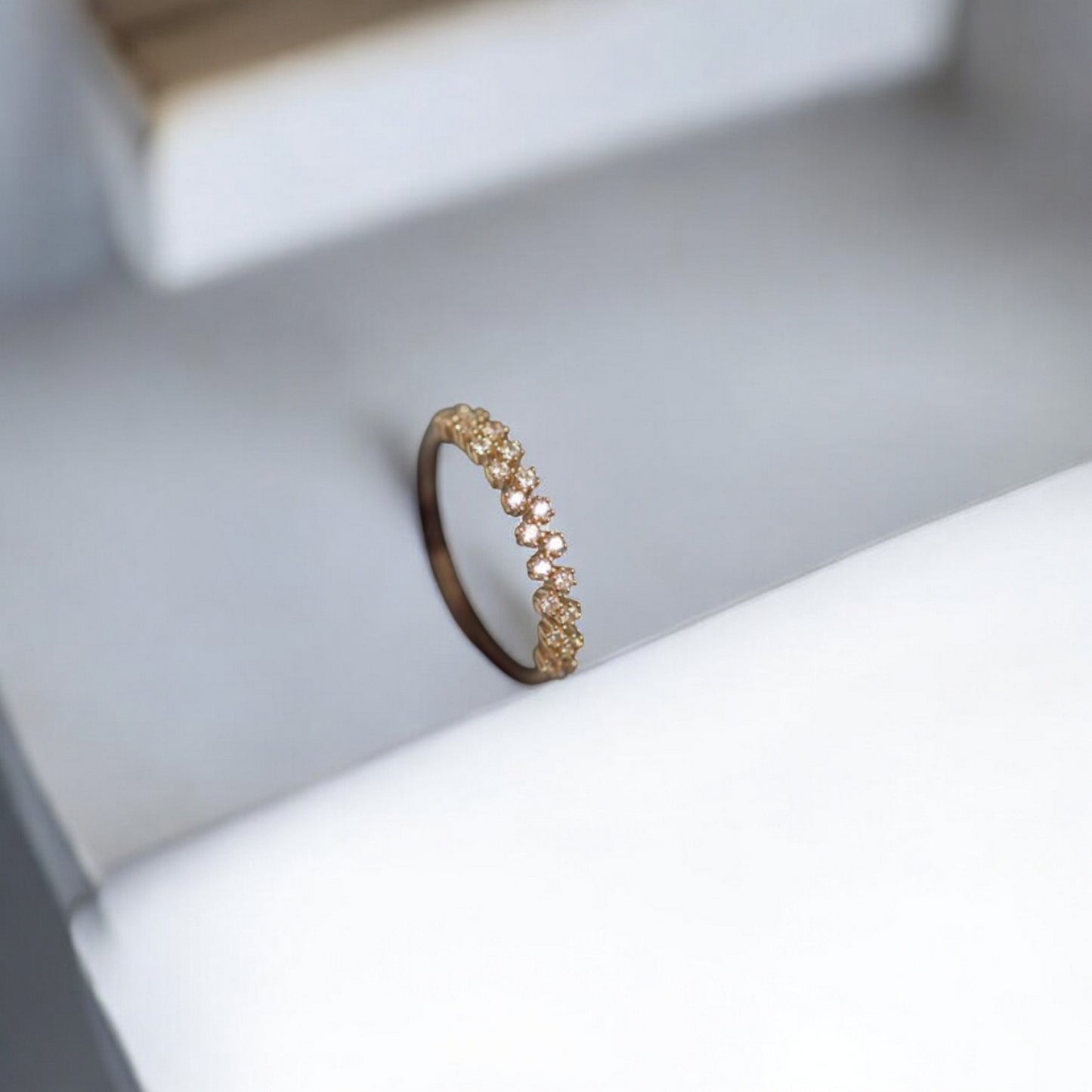 9K Pure Gold Zircon Proposal Statement Stacking Ring