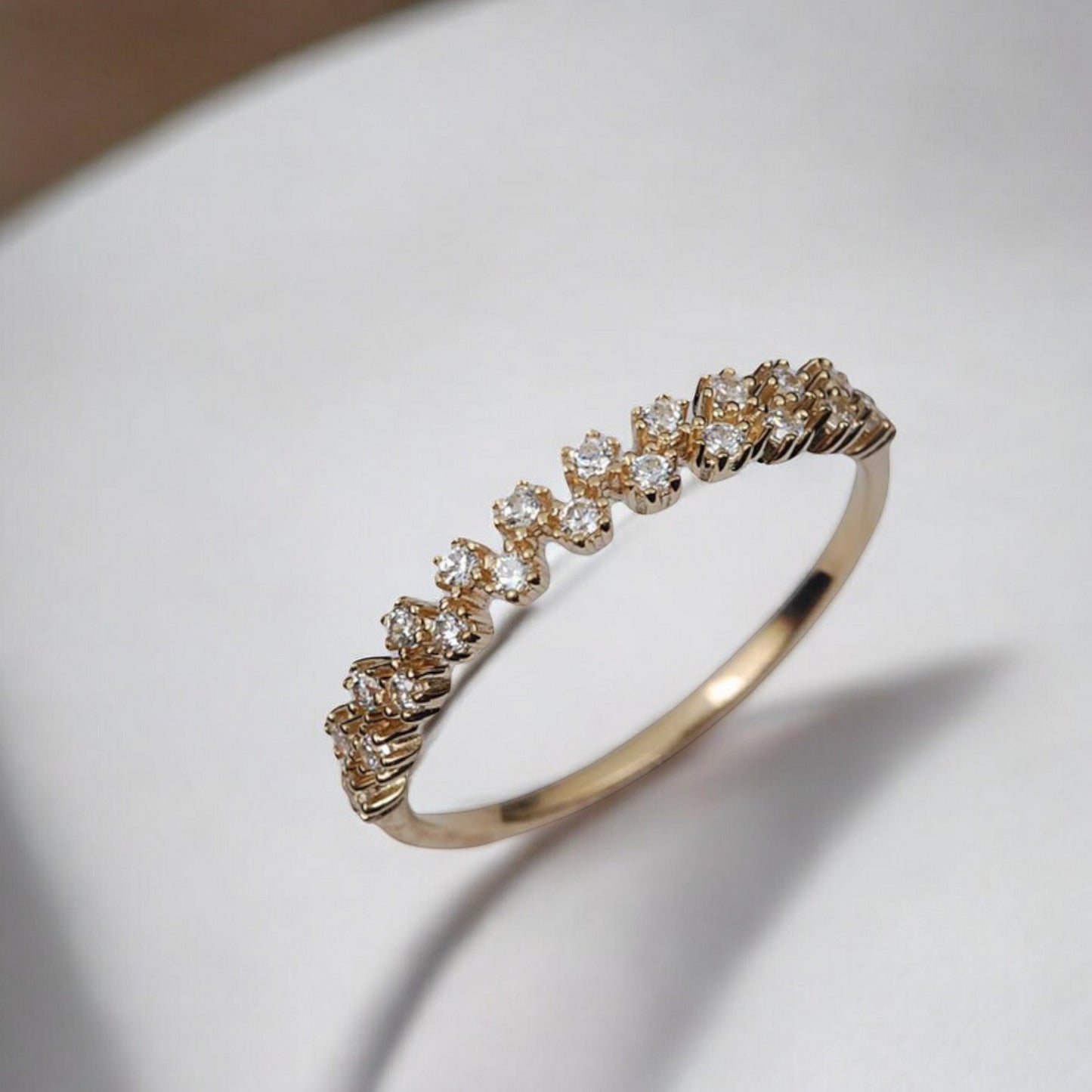 9K Pure Gold Zircon Proposal Statement Stacking Ring