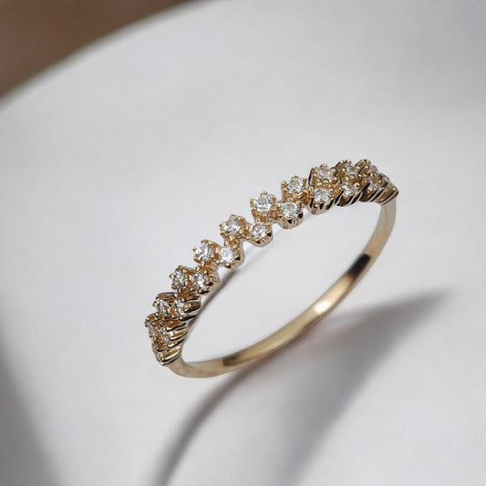 9K Pure Gold Zircon Proposal Statement Stacking Ring