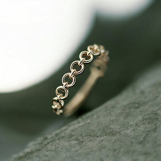 9K Pure Gold Minimal Chain and Link Proposal Statement Stacking Ring