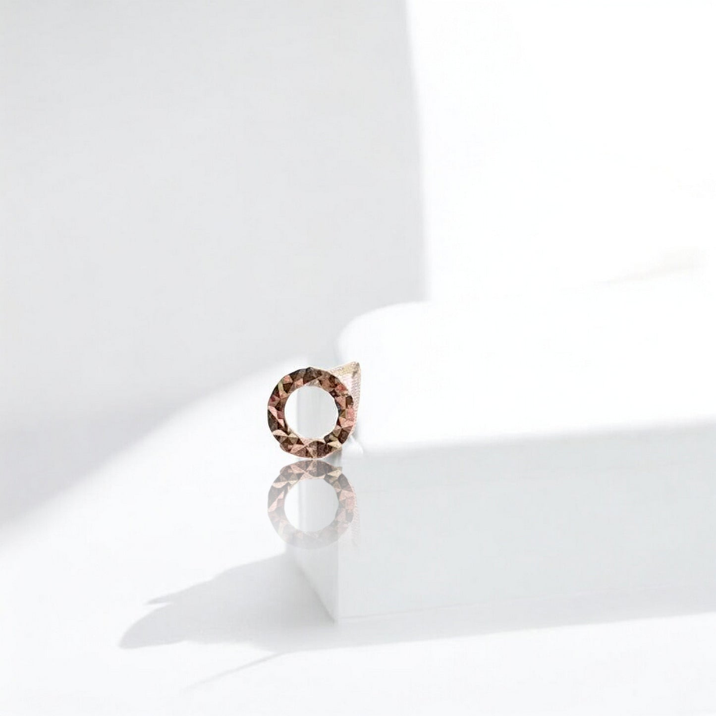 18k Pure Rose Gold Minimal Round Shinning Stud Earrings