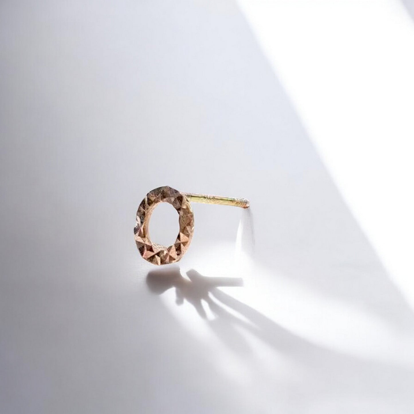 18k Pure Rose Gold Minimal Round Shinning Stud Earrings