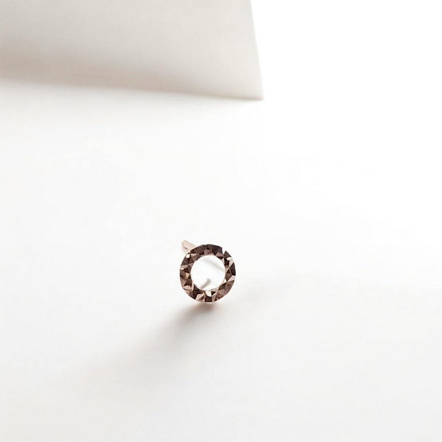 18k Pure Rose Gold Minimal Round Shinning Stud Earrings