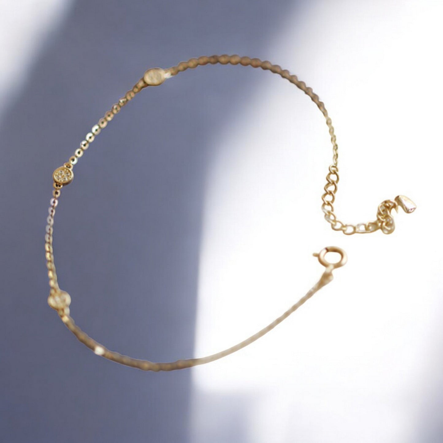 14K Pure Gold Zircon Charm Bracelet