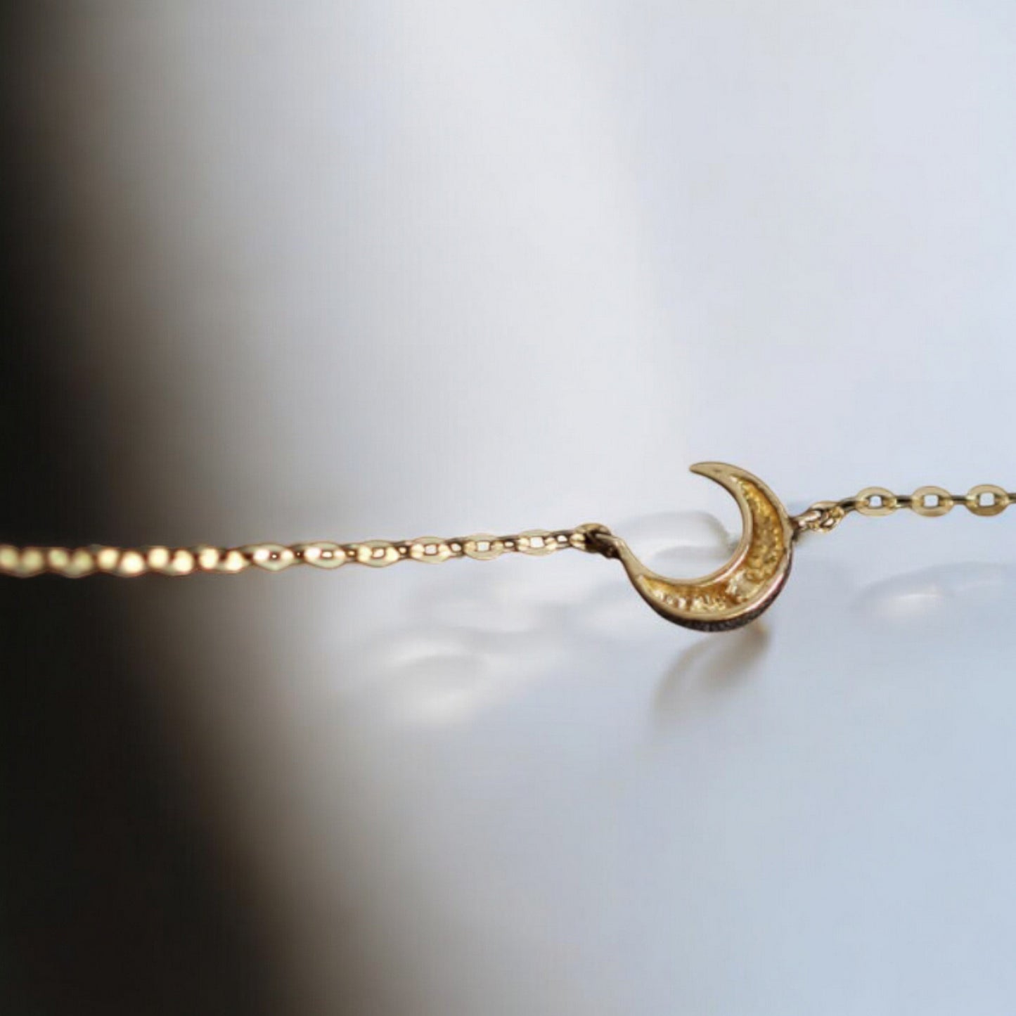 14K Pure Gold Moon Charm Bracelet