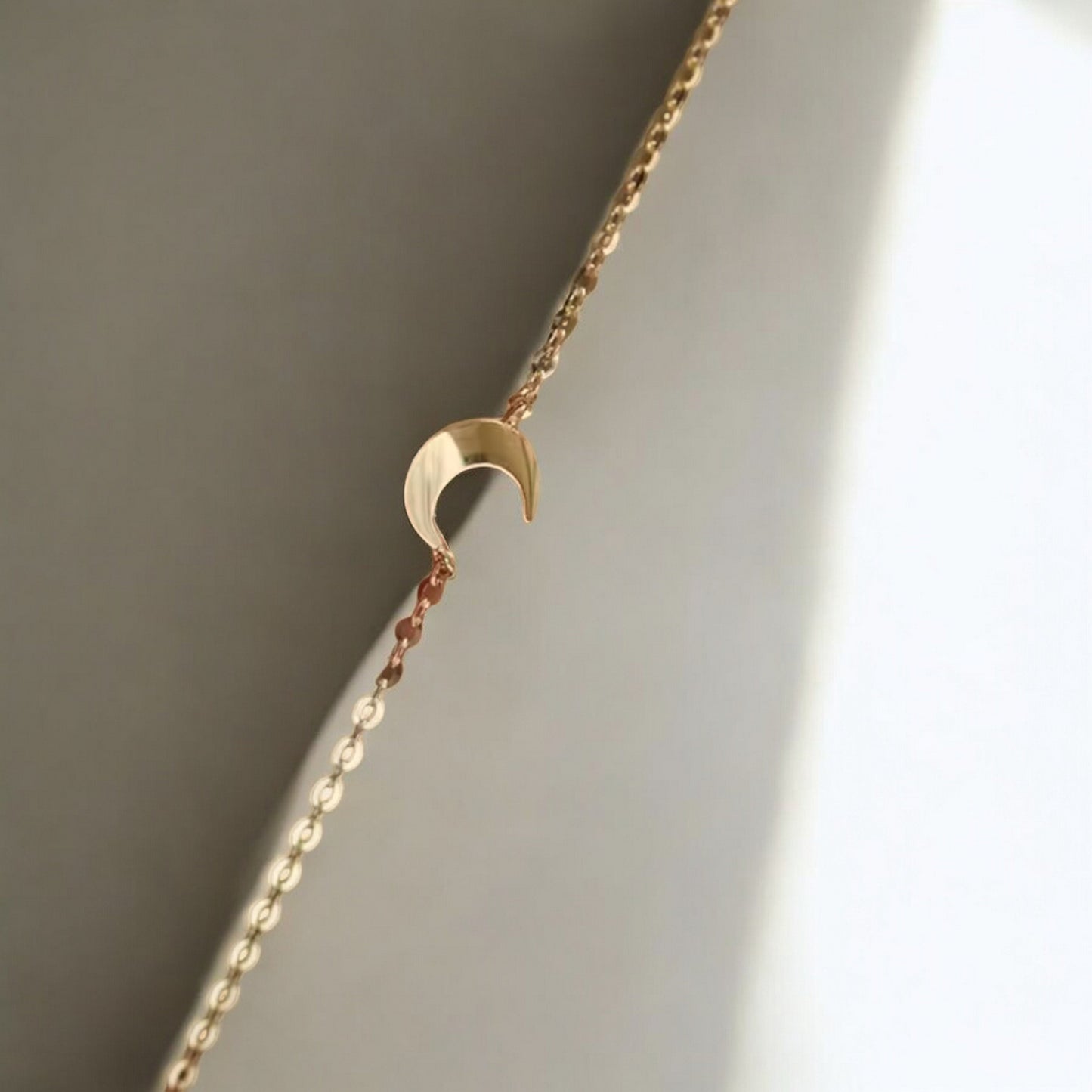 14K Pure Gold Moon Charm Bracelet