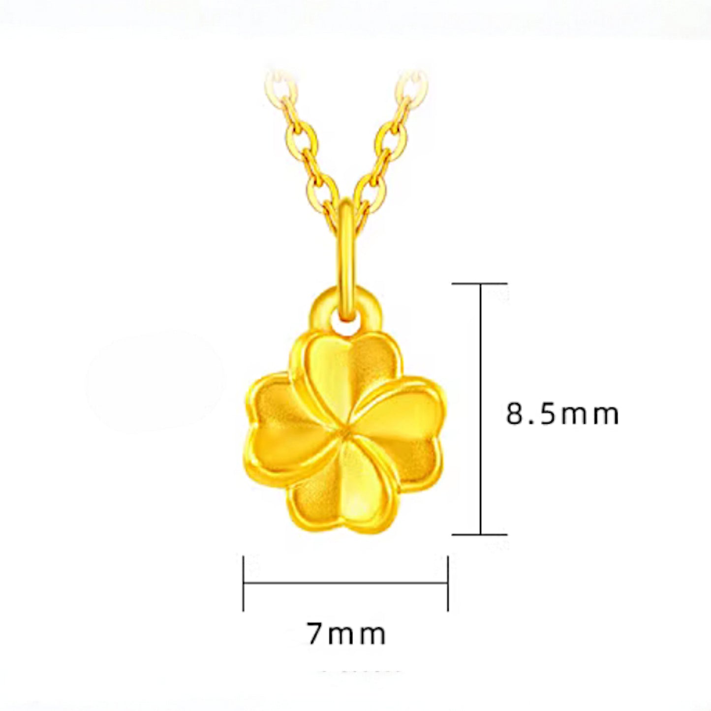 24K Pure 999 Gold Hollow Mini D.I.Y Lucky Clover Leaf Charm Pendant