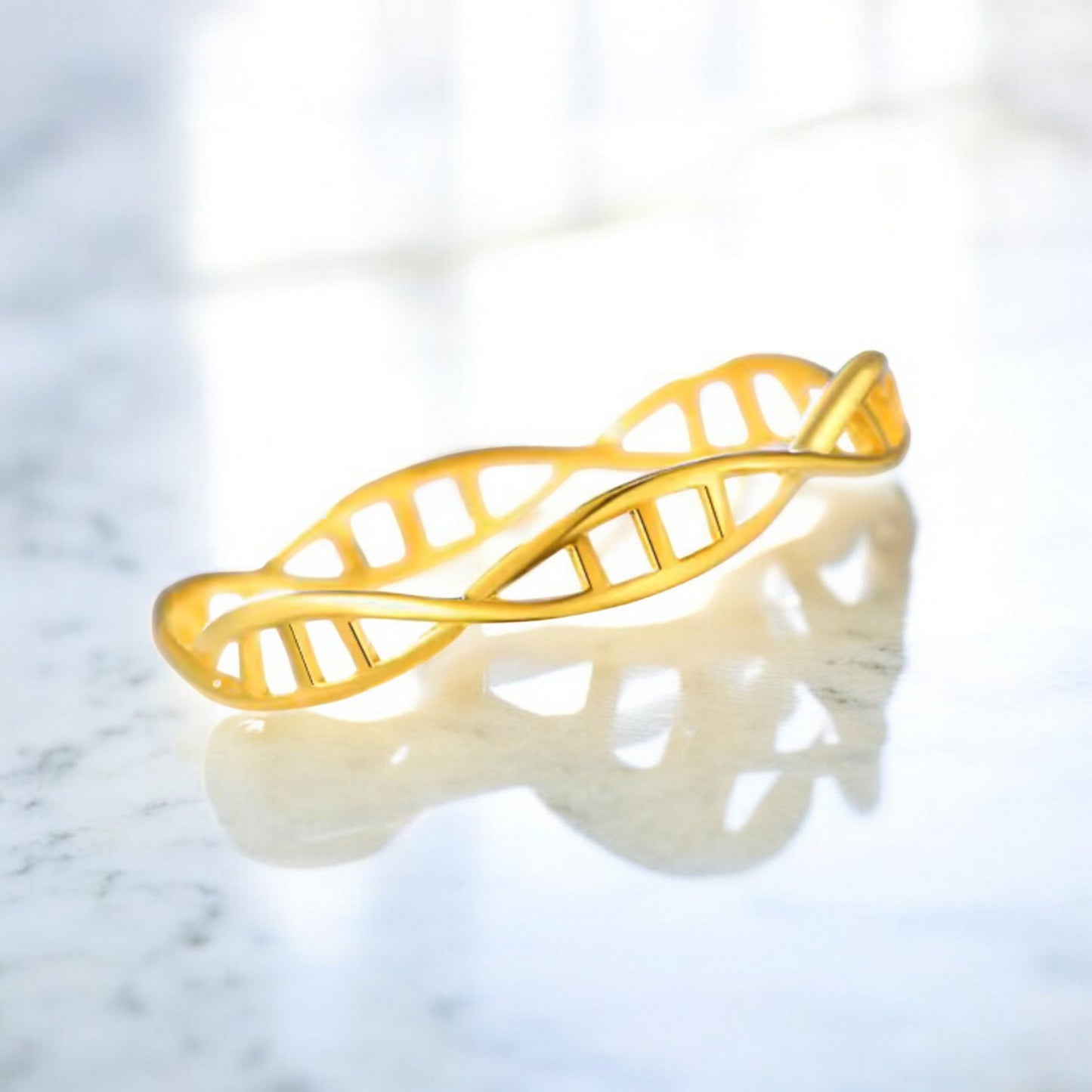 18K Pure Gold DNA Stacking Wave Ring