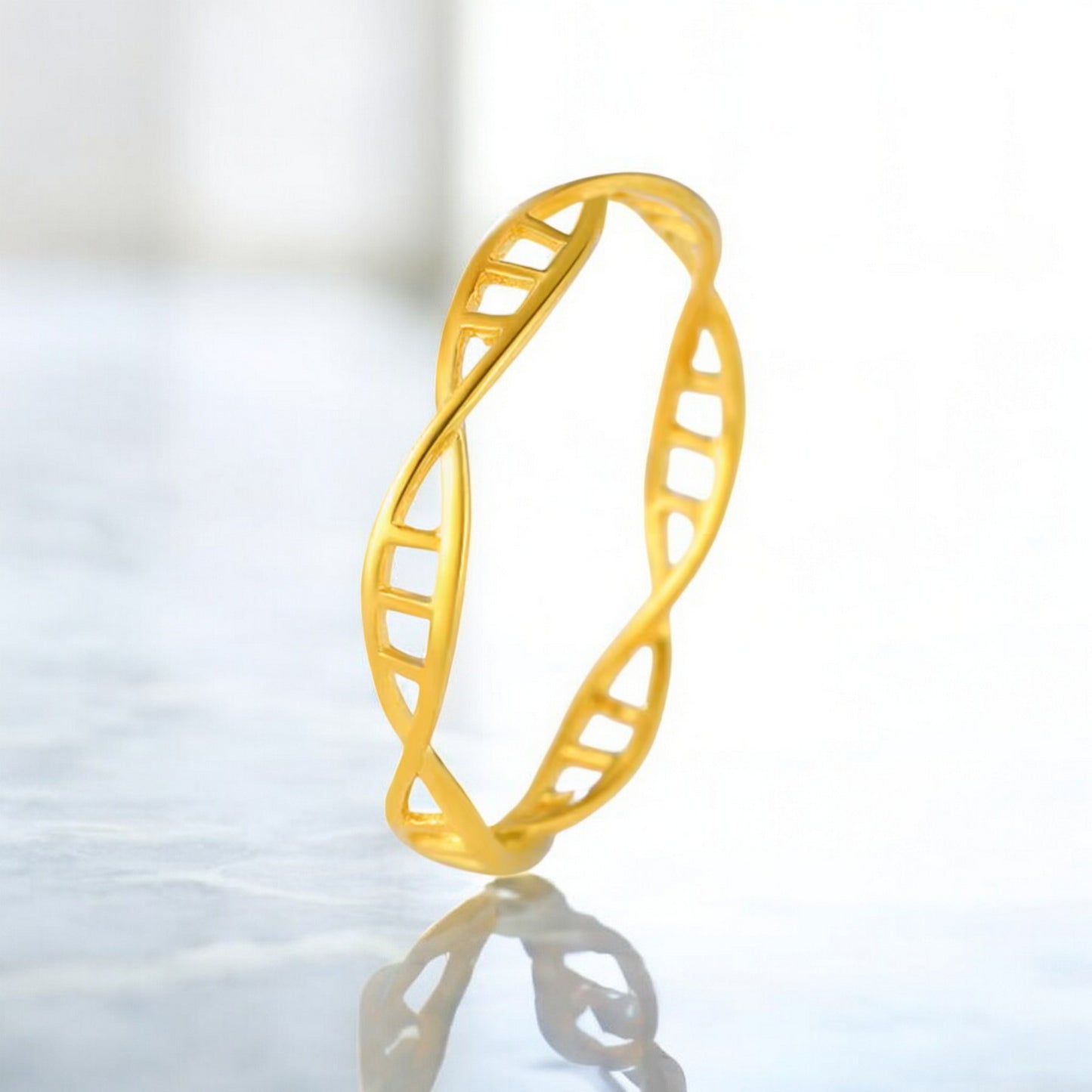 18K Pure Gold DNA Stacking Wave Ring