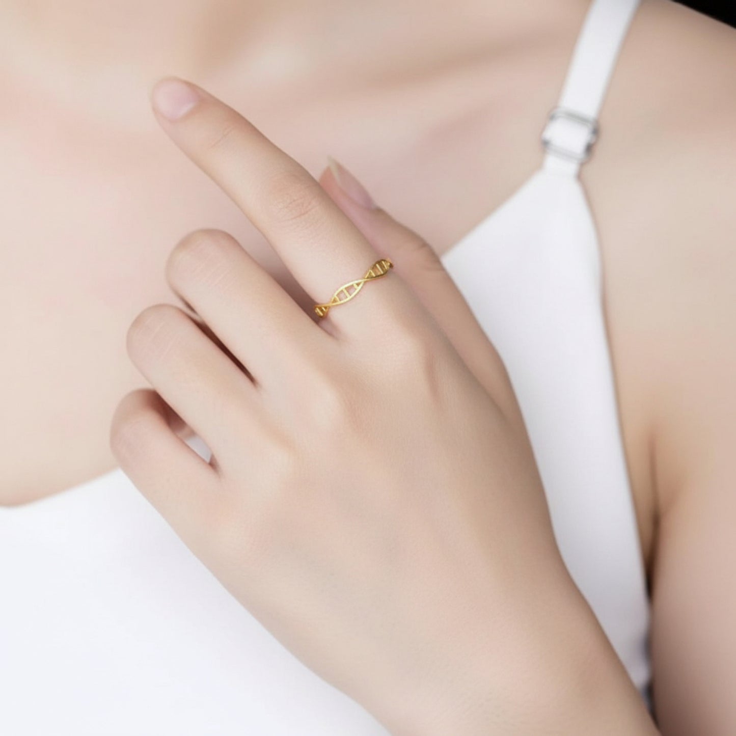 18K Pure Gold DNA Stacking Wave Ring