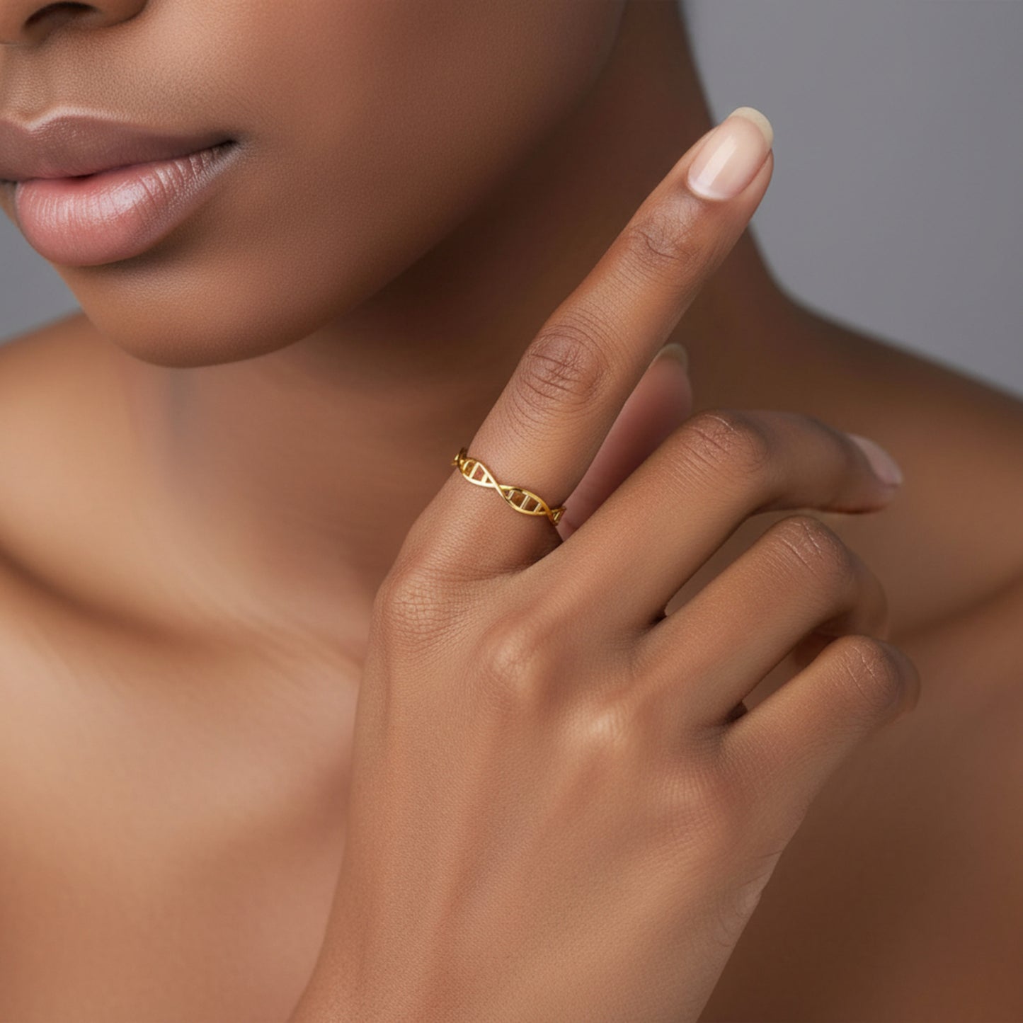 18K Pure Gold DNA Stacking Wave Ring