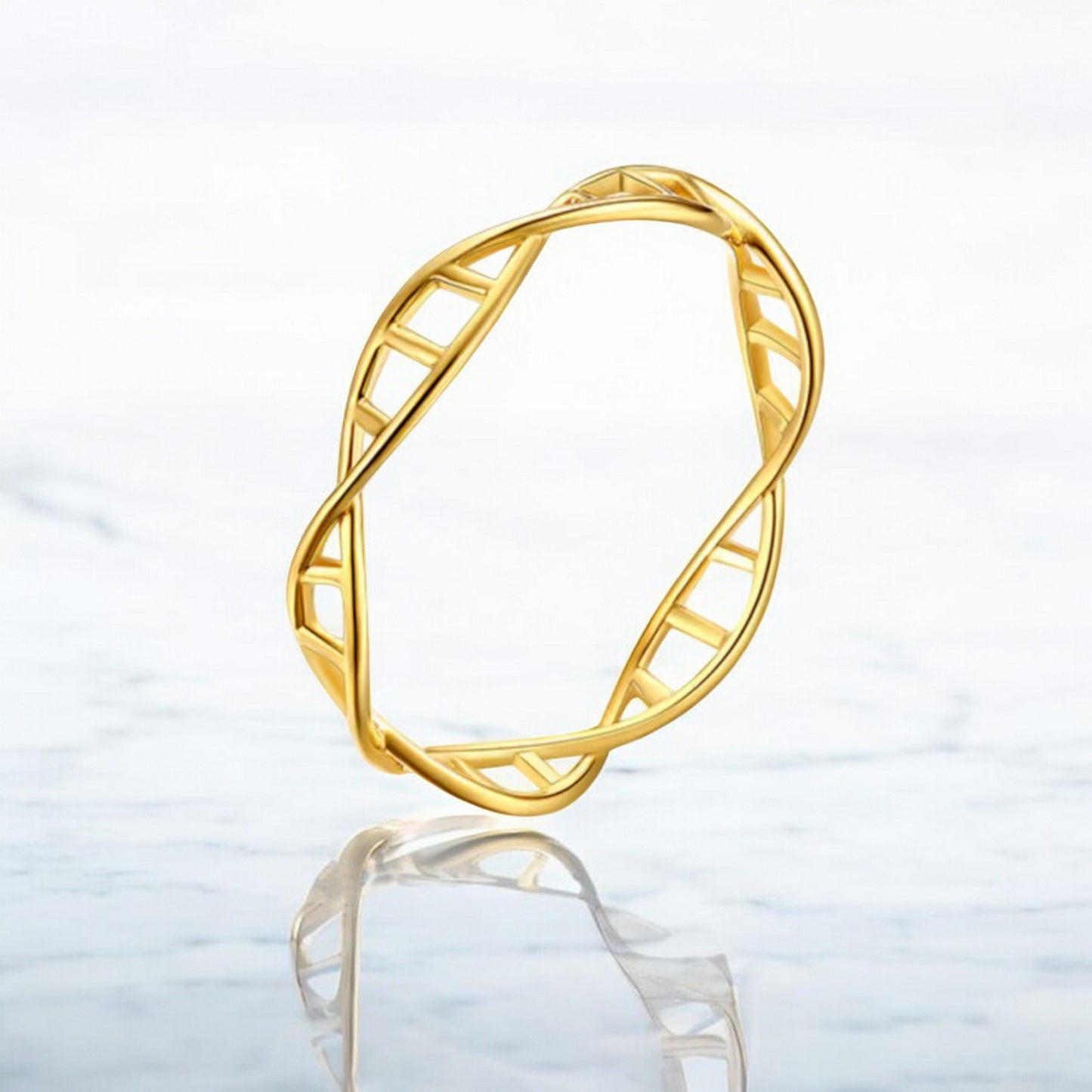 18K Pure Gold DNA Stacking Wave Ring