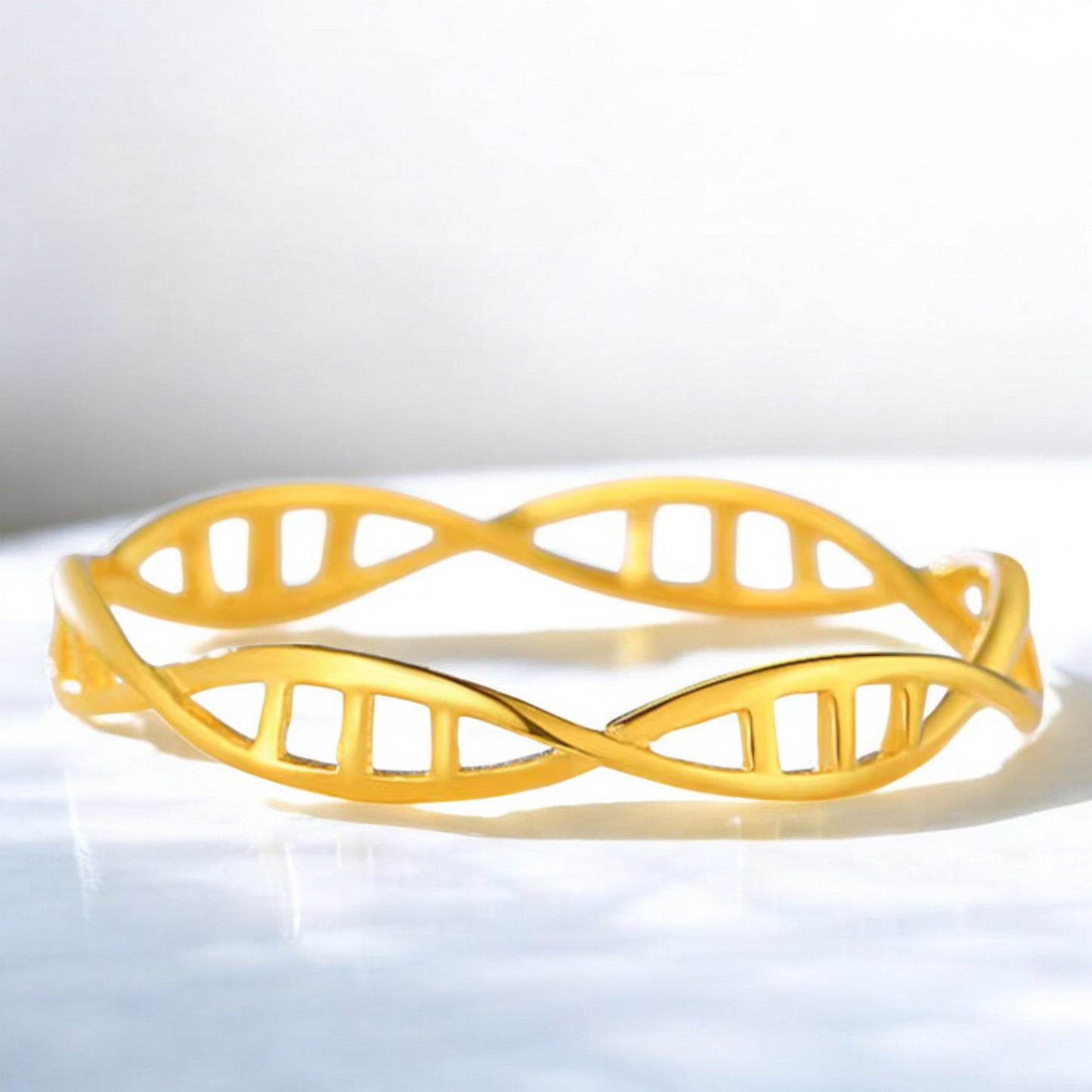 18K Pure Gold DNA Stacking Wave Ring