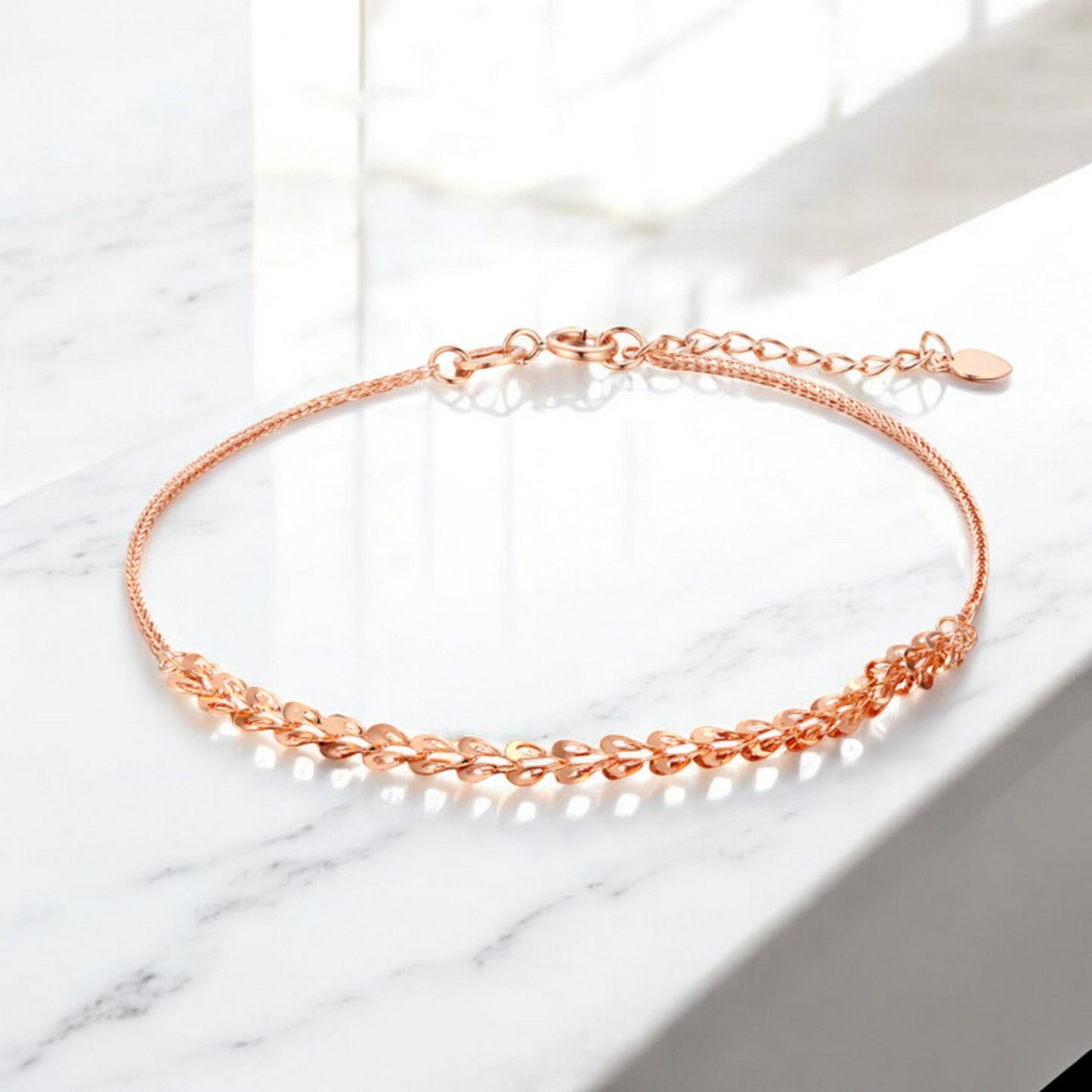 18K Pure Rose Gold Chain Bracelet