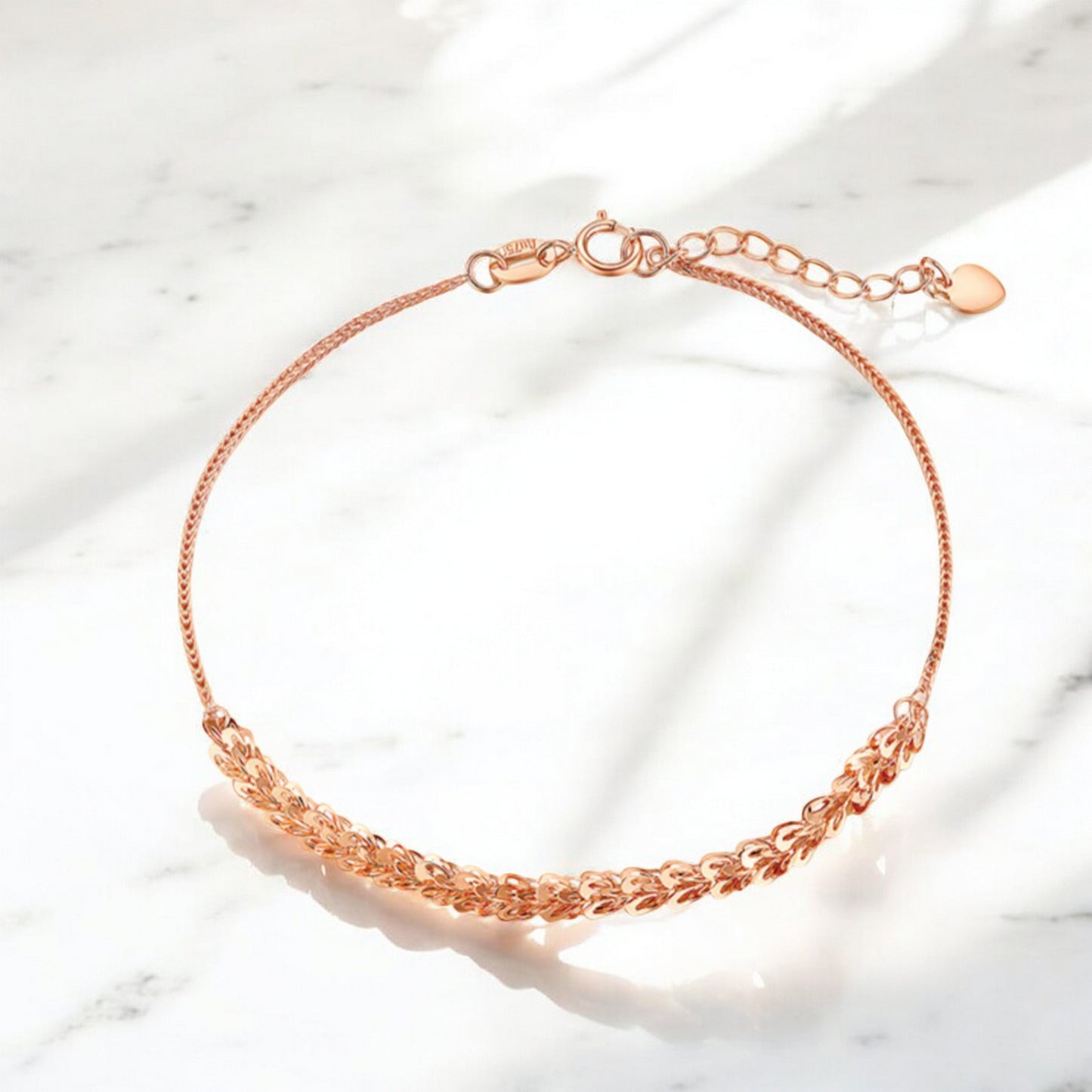 18K Pure Rose Gold Chain Bracelet
