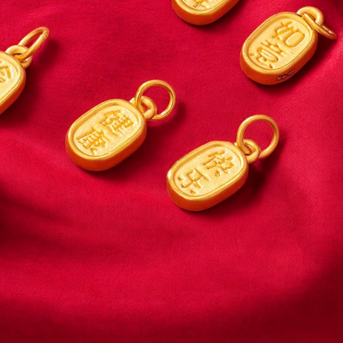 24K Pure 999 Gold D.I.Y Chinese Healthy and happy Charm Pendant
