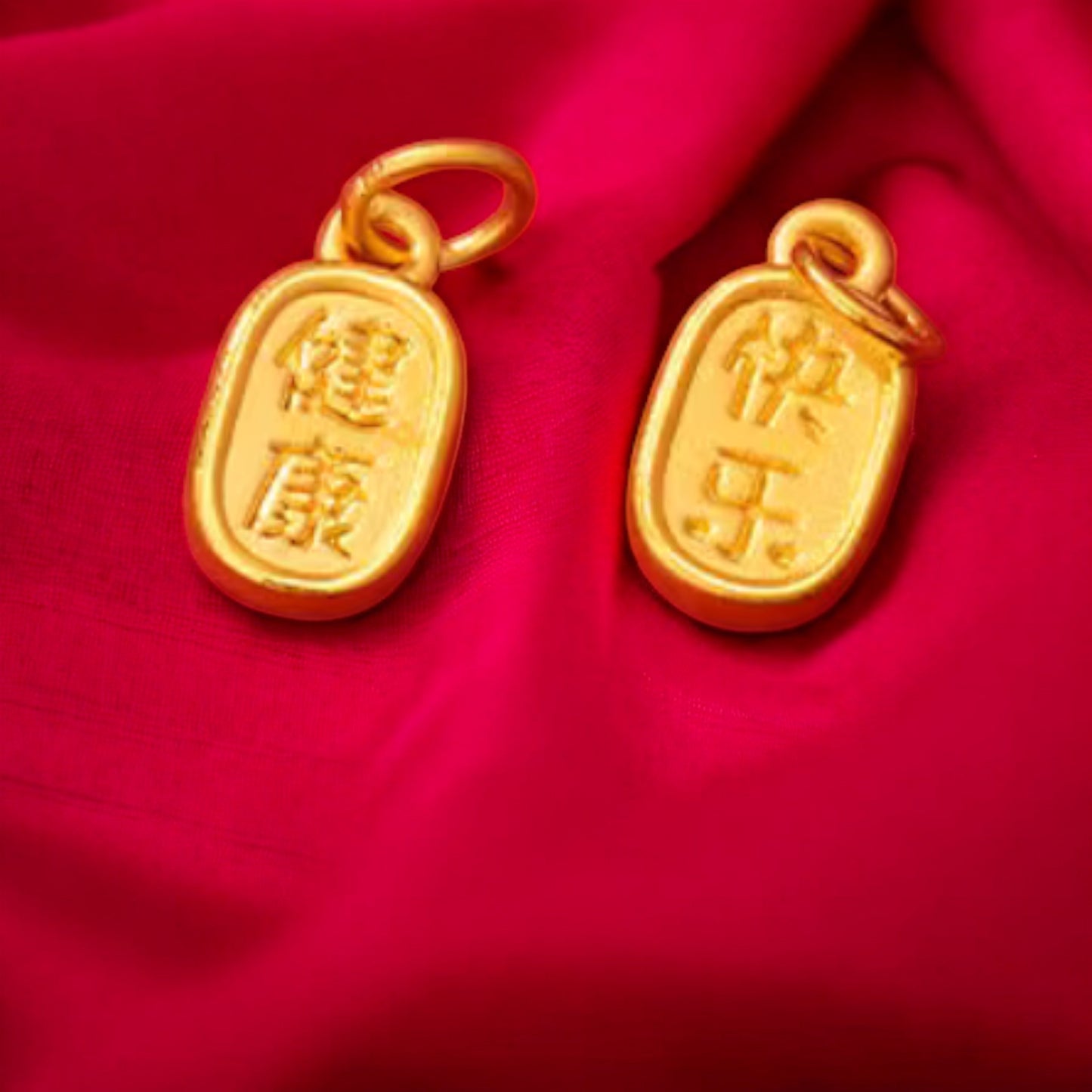 24K Pure 999 Gold D.I.Y Chinese Healthy and happy Charm Pendant