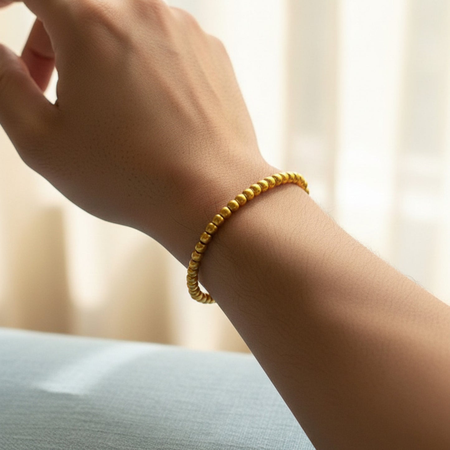 24k Pure 999 Gold Minimal Beads Bracelet