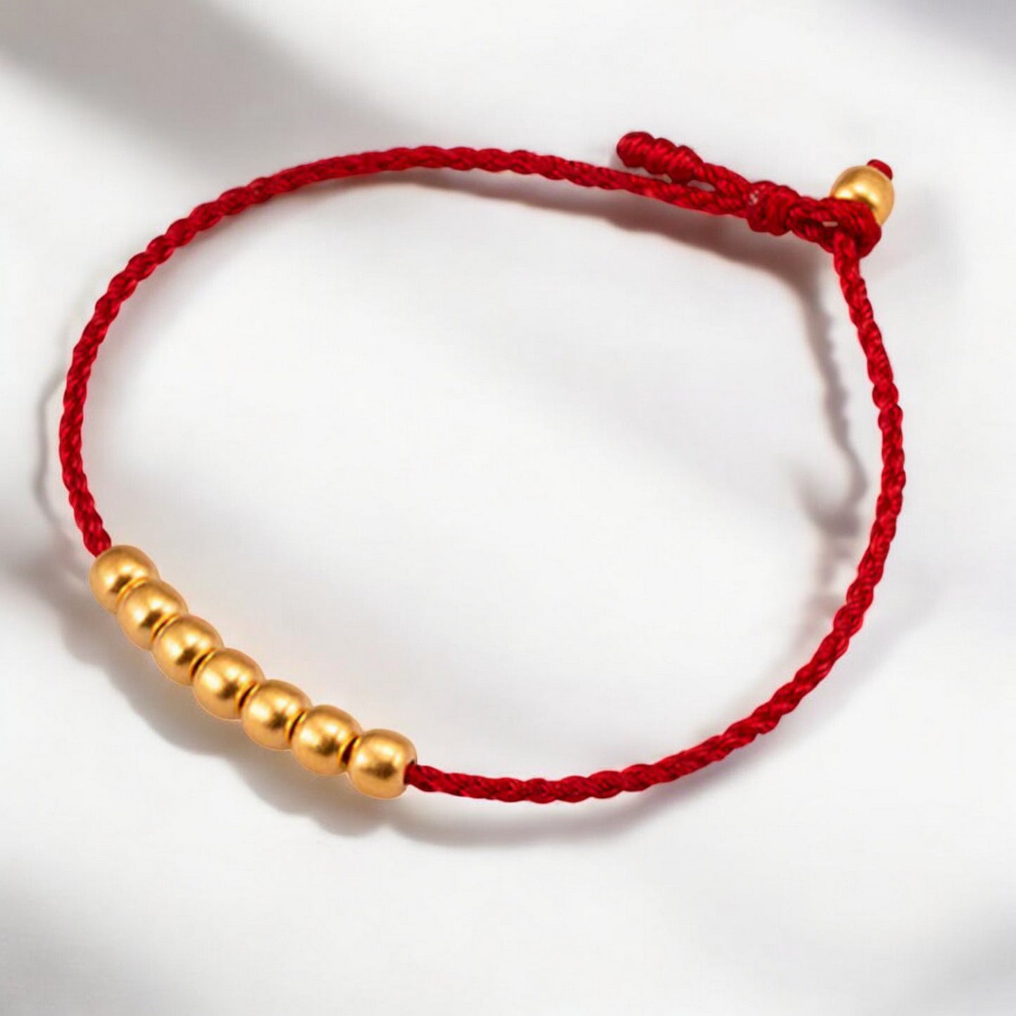 24k Pure 999 Gold Lucky Beads Hand Braided Rope Bracelet