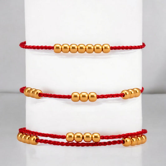 24k Pure 999 Gold Lucky Beads Hand Braided Rope Bracelet