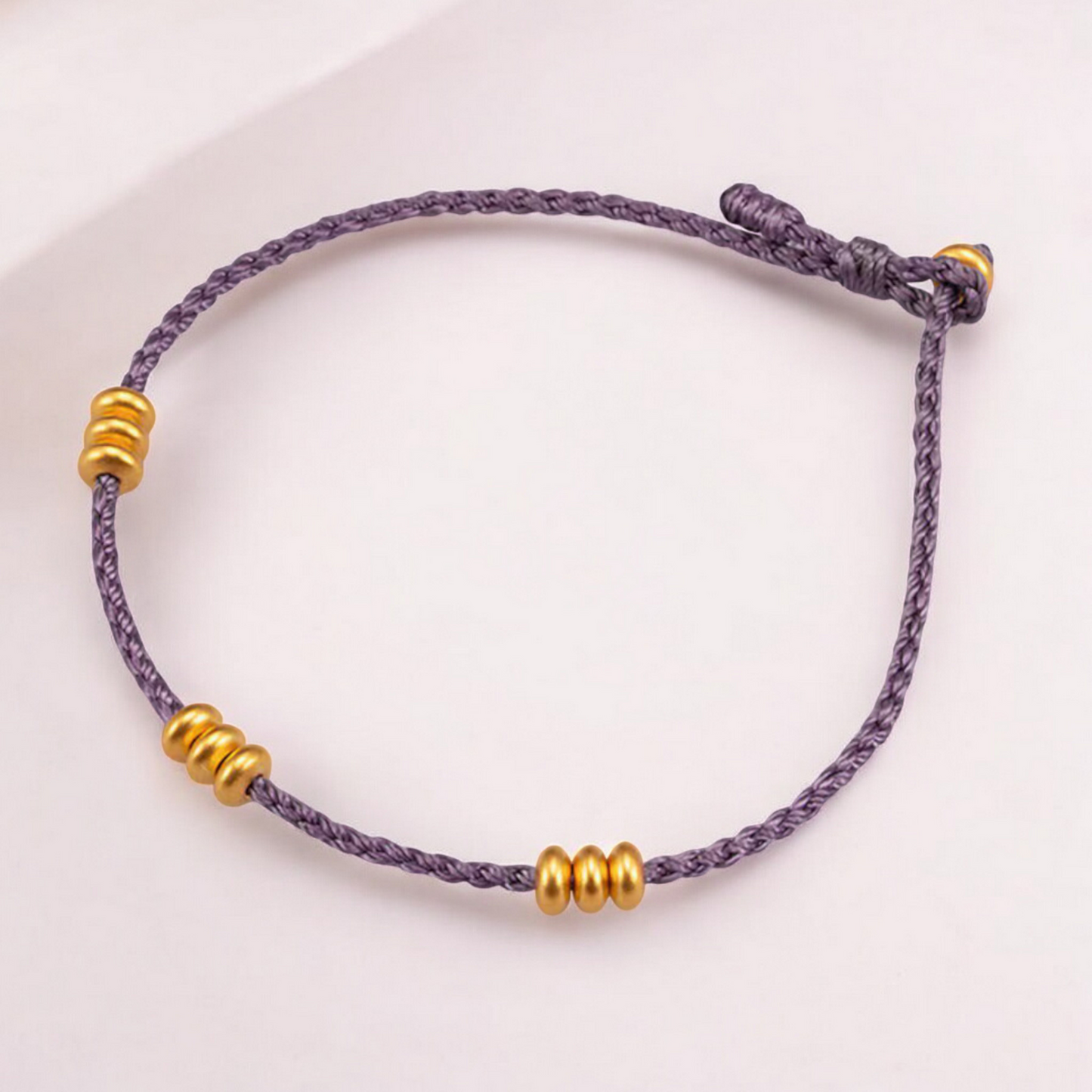 24k Pure 999 Gold Lucky Beads with Red Rope Bracelet