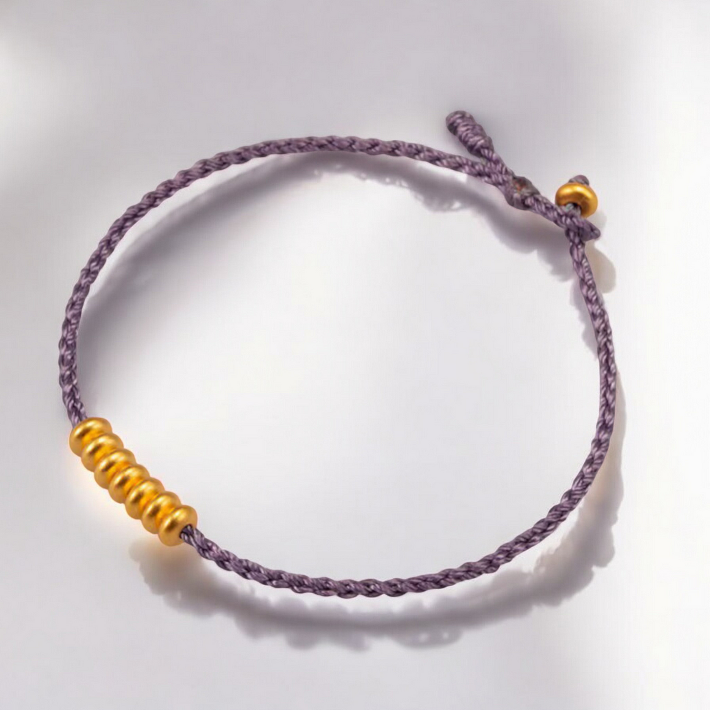 24k Pure 999 Gold Lucky Beads with Red Rope Bracelet