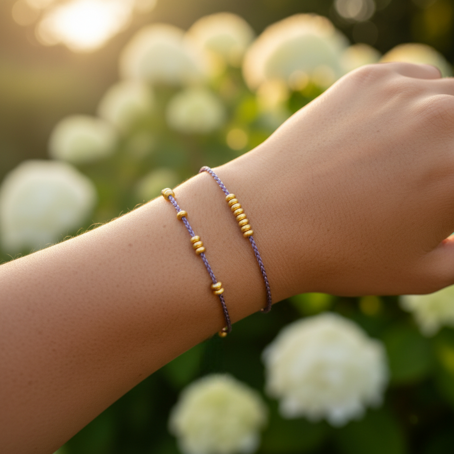 24k Pure 999 Gold Lucky Beads with Red Rope Bracelet