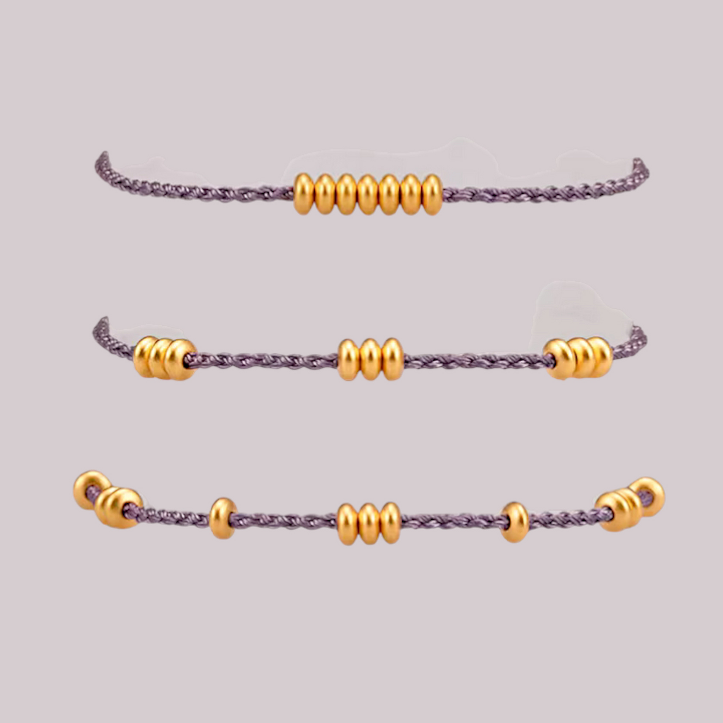 24k Pure 999 Gold Lucky Beads with Red Rope Bracelet