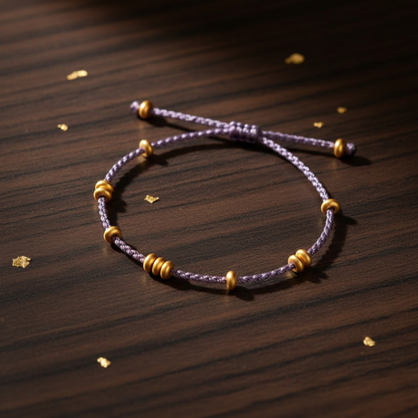 24k Pure 999 Gold Lucky Beads with Red Rope Bracelet