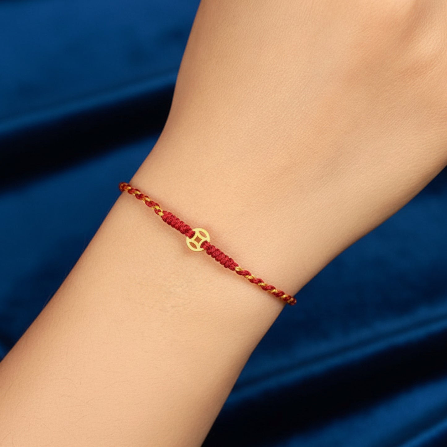 24k Pure 999 Gold Lucky Charm Pixiu Horse Coin Clover Gourd Hand Made Braided Rope Bracelet