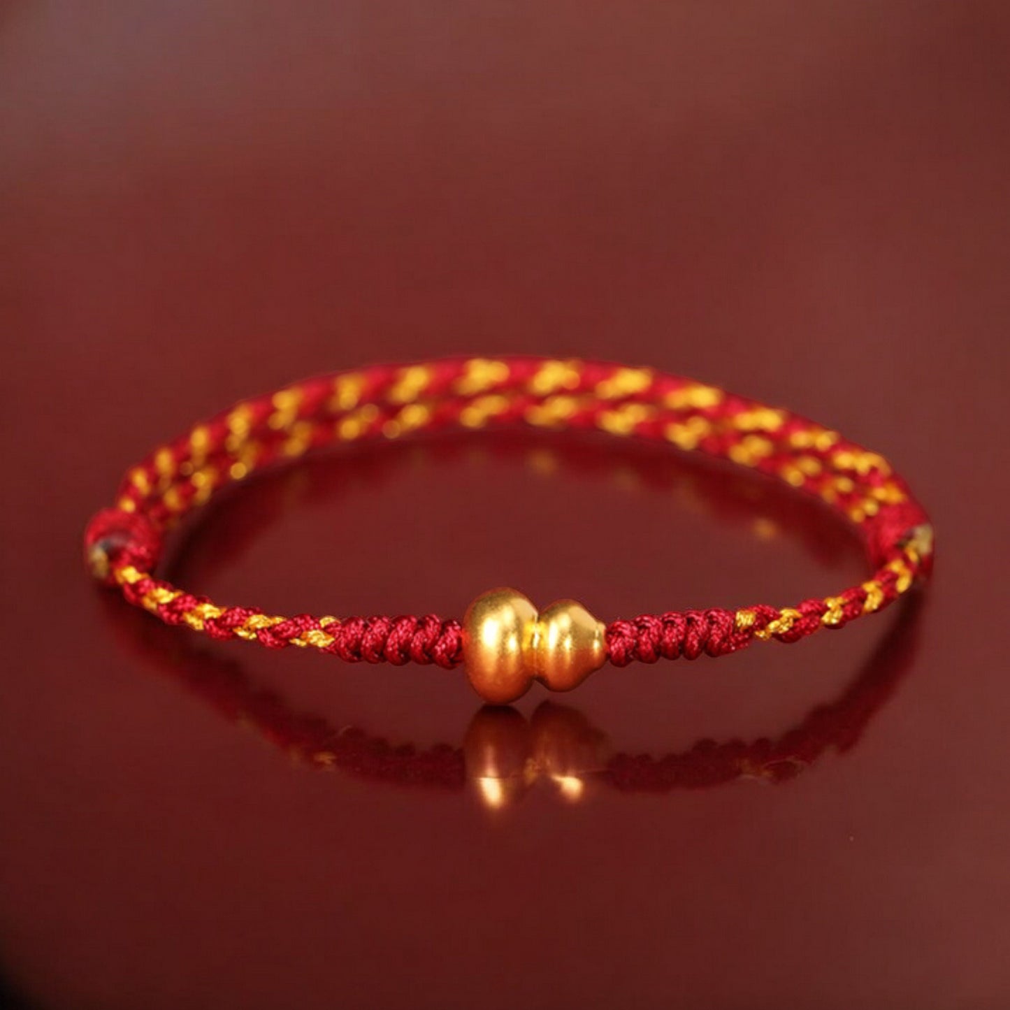 24k Pure 999 Gold Lucky Charm Pixiu Horse Coin Clover Gourd Hand Made Braided Rope Bracelet