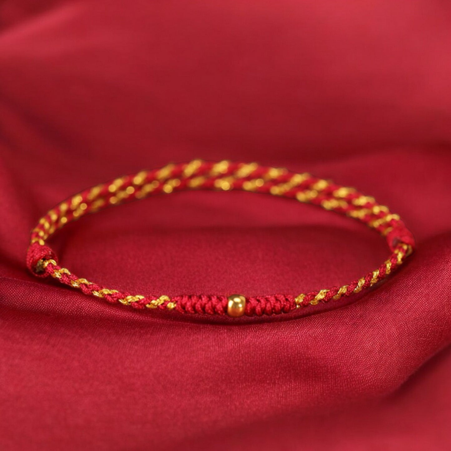 24k Pure 999 Gold Lucky Charm Pixiu Horse Coin Clover Gourd Hand Made Braided Rope Bracelet
