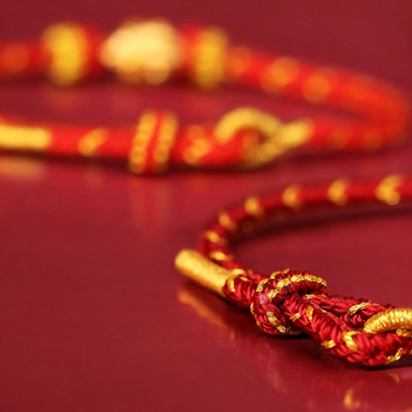 24k Pure 999 Gold Zodiac Year of Horse Charm with Hand Made Braided Rope Bracelet