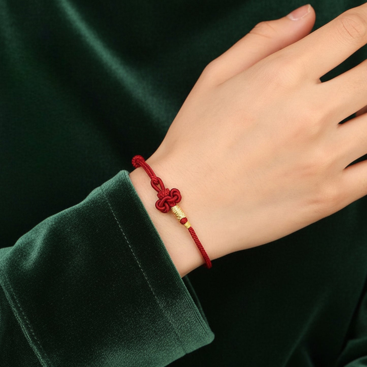 24k Solid 999 Gold Koi Carp Lucky Fish Red Rope Bracelet