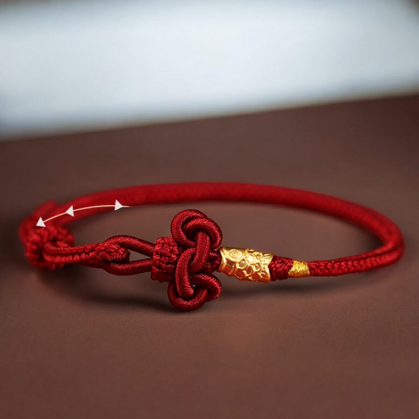24k Solid 999 Gold Koi Carp Lucky Fish Red Rope Bracelet