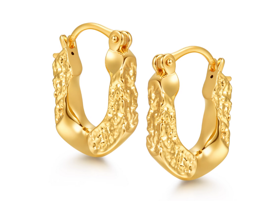 24K Real 5D Gold Minimal Hoop Earrings