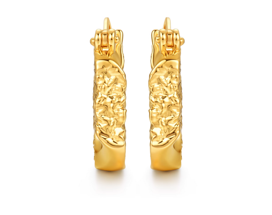 24K Real 5D Gold Minimal Hoop Earrings