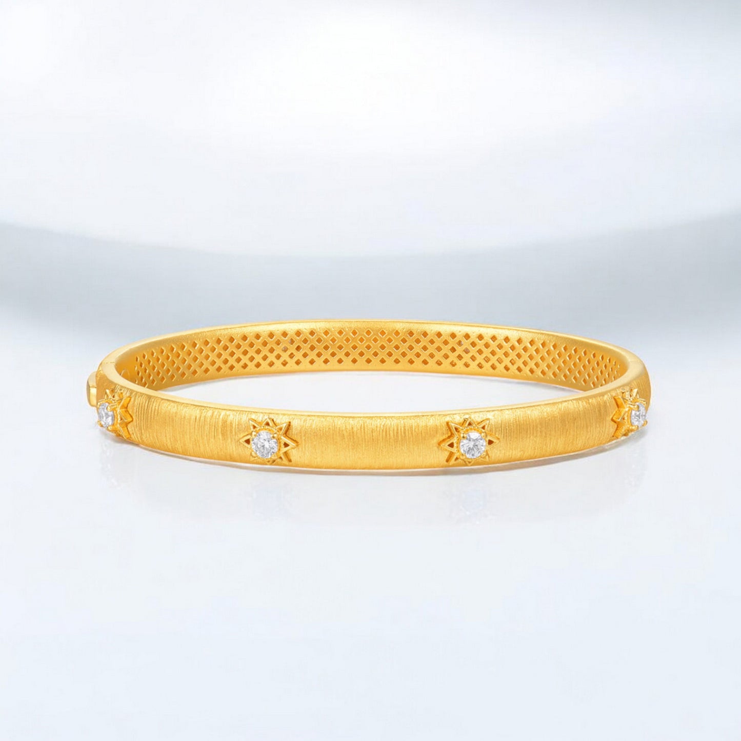 24K Real Gold Star Moissanite Bangle