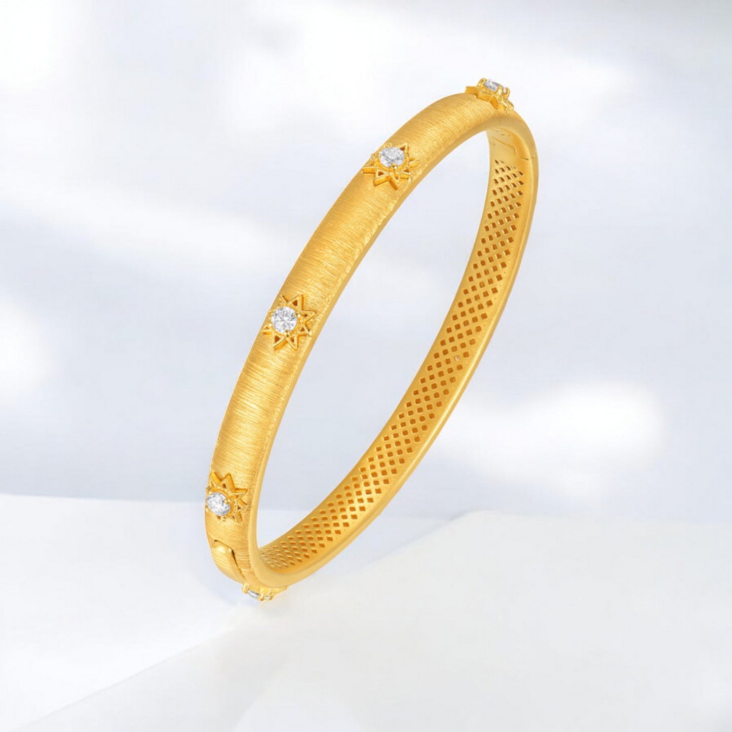 24K Real Gold Star Moissanite Bangle