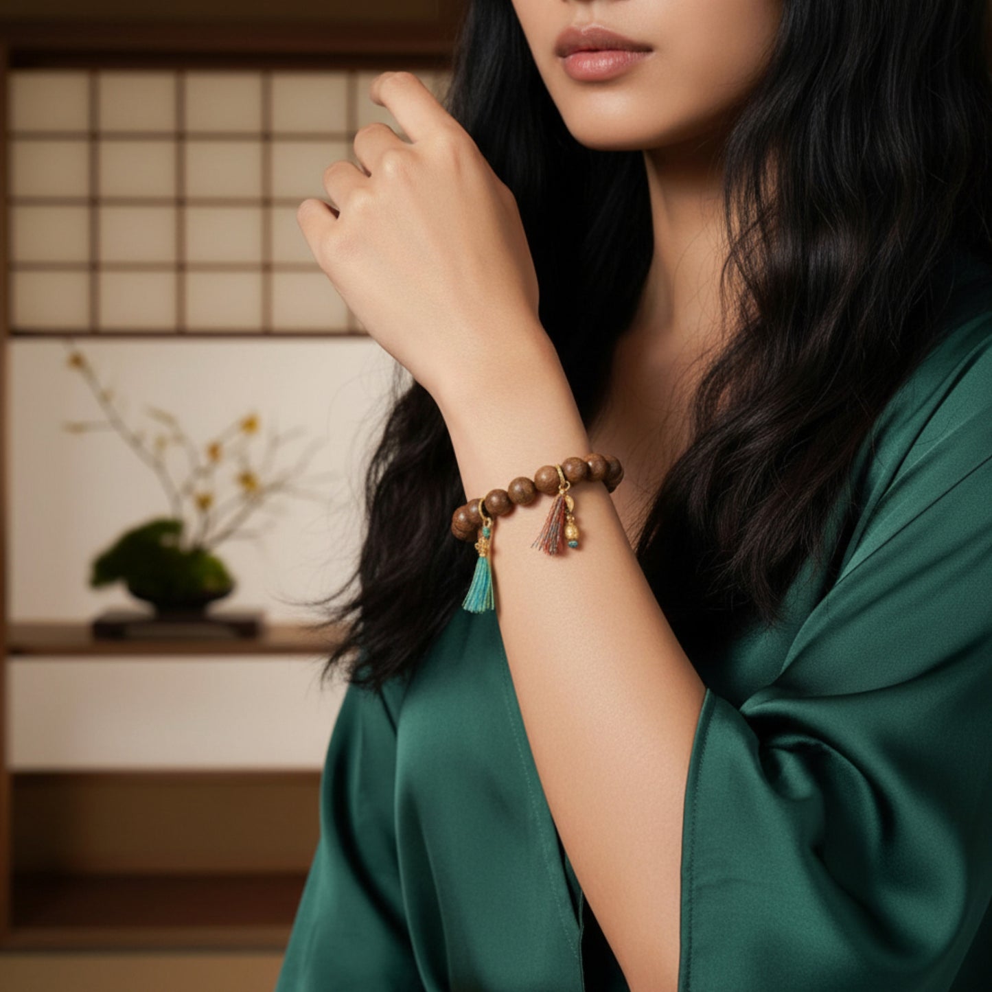 24k Pure 999 Gold Tibetan Da Lok Dzi Bead Style Charm Accessories Pendant