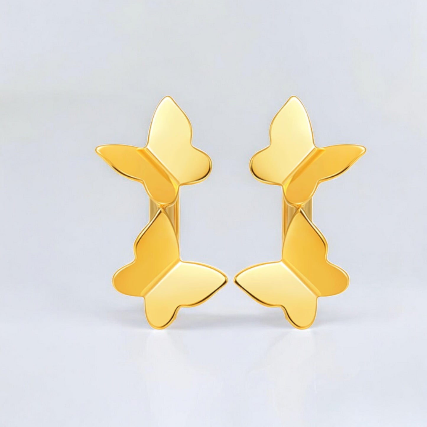 18K Real Gold Minimal Butterfly Earrings