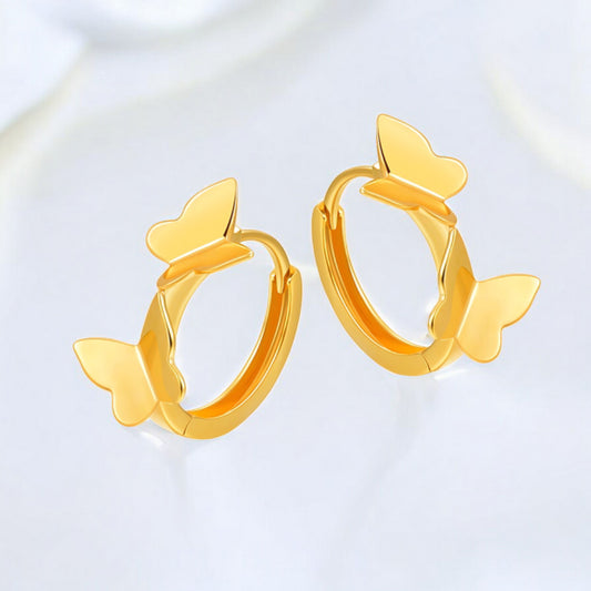 18K Real Gold Minimal Butterfly Earrings