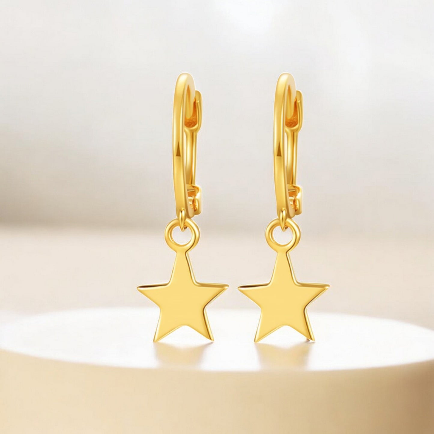 18K Real Gold Minimal Star Earrings
