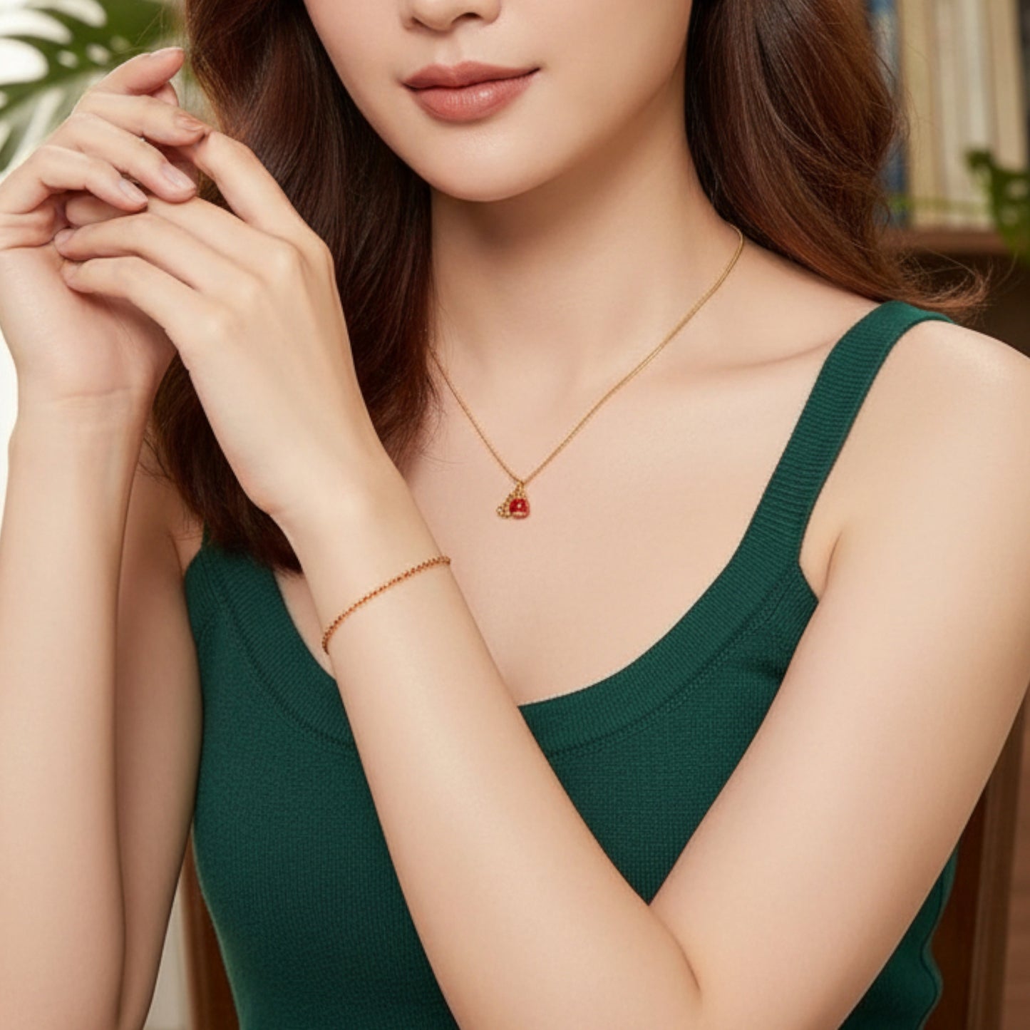 24K Real 5G Gold Thin Cuban chain With Rope Bracelet