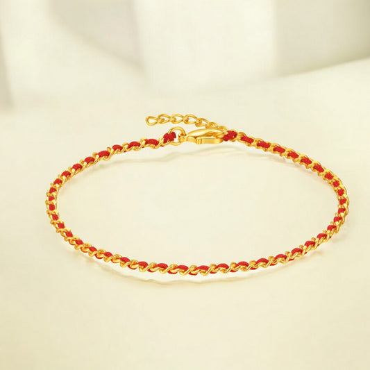 24K Real 5G Gold Thin Cuban chain With Rope Bracelet