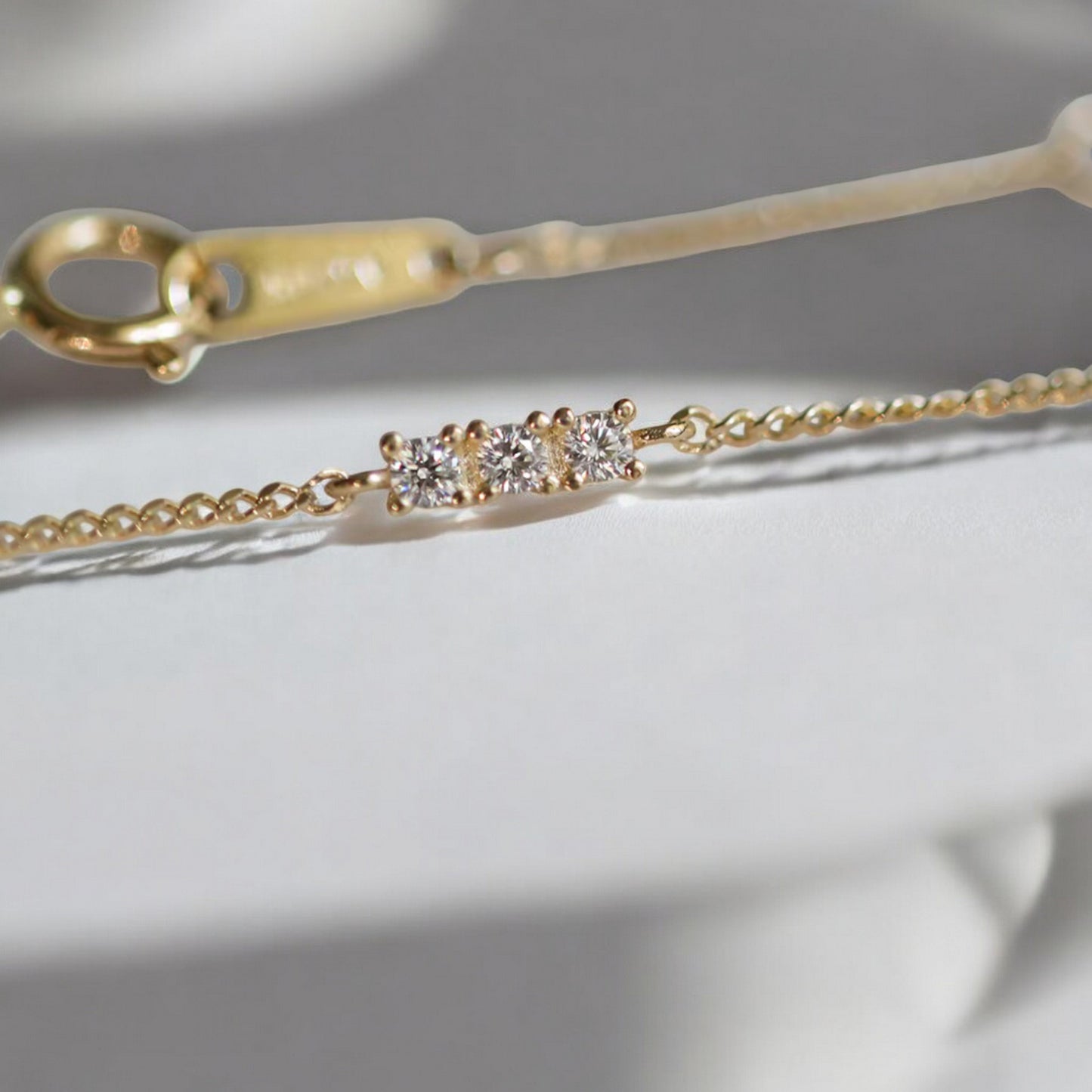 14K Gold Minimal Very Thin Zircon Bracelet
