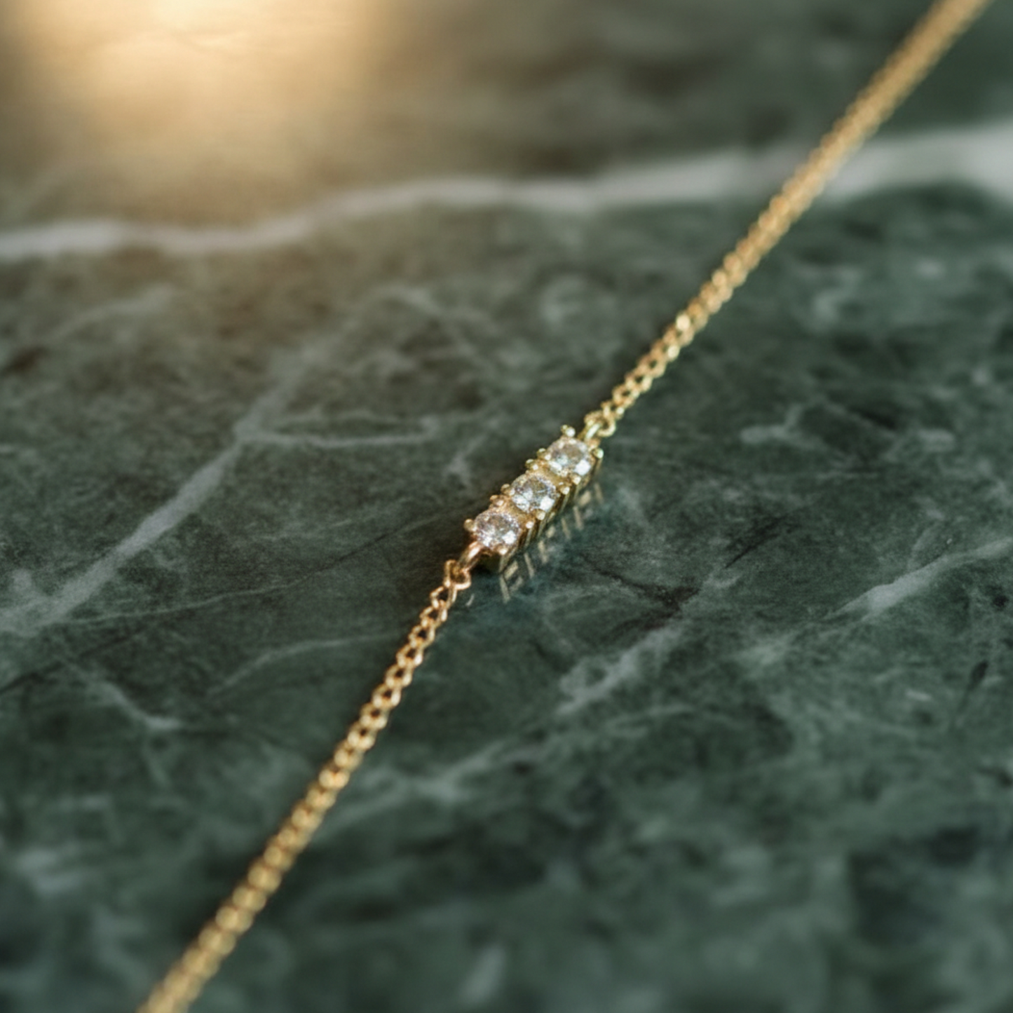 14K Gold Minimal Very Thin Zircon Bracelet