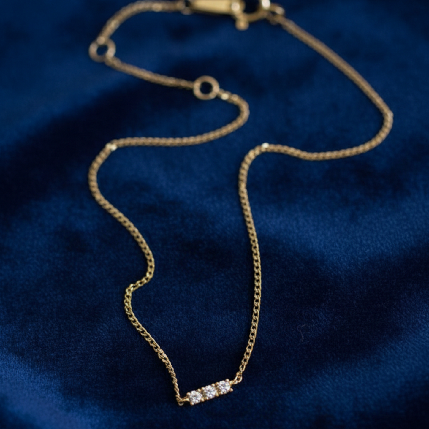 14K Gold Minimal Very Thin Zircon Bracelet