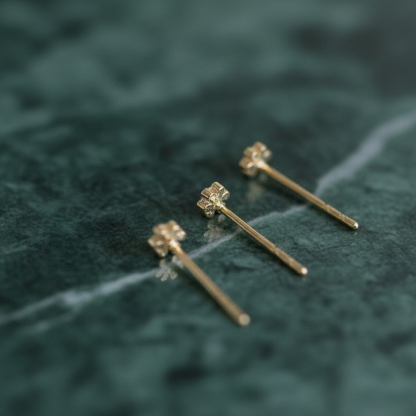 9k Gold Minimal Dainty Mini Sparkling Zircon Flower Stud Earrings