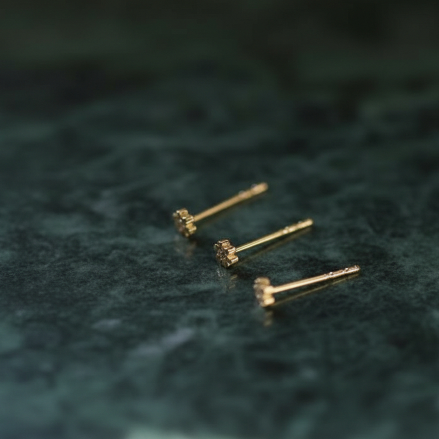 9k Gold Minimal Dainty Mini Sparkling Zircon Flower Stud Earrings